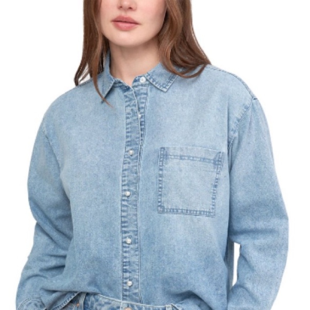 Seven7 denim and pearl buttons down NWT